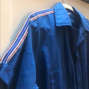 VINTAGE jumpsuit royal blue with racing stripes